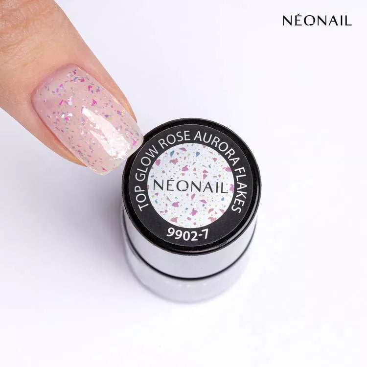UV GEL POLISH 7.2 ml - Top Glow Rose Aurora Flakes